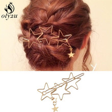 Olí2u grampos de cabelo triangular lua joia grampo de cabelo feminino grampo de cabelo com laço acessórios estrelas bijuterias joias para cabelos 2024 - compre barato