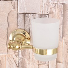 Настенный держатель для ванной комнаты из латуни золотистого полированного золота с одной стеклянной чашкой aba309 2024 - купить недорого