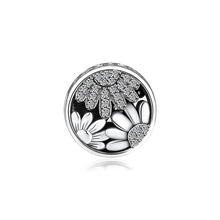 Berloques com pingente floral ckk 925 de prata esterlina brilhante, miçangas de girassol para fazer jóias, serve para pulseiras pandora 2024 - compre barato