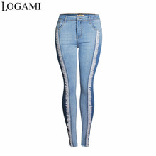 LOGAMI 2018 Spring Women Patchwork Jeans Ladies Skinny Jeans Woman  Slim Pencil Pants Trousers Pantalon Femme 2024 - buy cheap