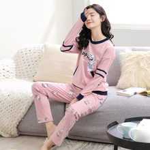 Conjunto de pijamas de manga larga para mujer, ropa de dormir de algodón con capucha, Otoño e Invierno 2024 - compra barato