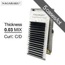 NAGARAKU-extensiones de pestañas individuales, 5 cajas de 0,03mm, C D, 16 filas/caja, 7 ~ 15mm, mezcla premium de visón sintético natural, maquillaje 2024 - compra barato