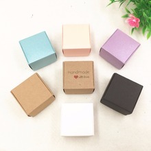 20Pcs/Lot Gift Box Small Quantity 4x4x2.5cm Upscale Kraft Paper Box Handmade With Love Decoration Packaging Case Square Boxes 2024 - buy cheap