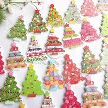 Decorative buttons 50pcs mixed Christmas trees wood buttons Christmas decorative accessories scrapbook craft diy materials 2024 - buy cheap