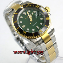 Reloj de hombre con movimiento automático de cerámica y cristal de zafiro esfera verde de 40mm BLIGER chapado en oro 2024 - compra barato