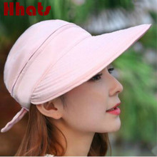 Solid Fashion Spring Summer Visors Cap Foldable Wide Brim Sun Hat Removeable Beach Hats for Women Femae Chapeau Female Panama 2024 - buy cheap