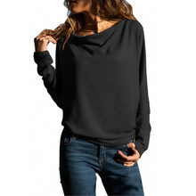 Camiseta de mujer 2019 primavera otoño Casual Color sólido camisetas para mujer cuello redondo manga larga camisetas sueltas Blusas sólidas 2024 - compra barato