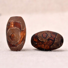 Cuentas Dzi de ojos tibetanos Vintage de 23 MM * 15 MM, cuentas de agujero de piedra envejecida ovaladas DIY cuentas sueltas 189bz-1 2024 - compra barato