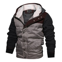 Casual Men's Hooded Jackets Autumn Winter Mens Single-breasted Thick Thermal Cotton Coats Male Patchwork Warm Parkas Outwear Top 2024 - buy cheap