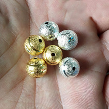 100 PCS 6mm 8mm 10mm Metal Raw Brass Round Grind Arenaceous Bead Gold/Silver Color Tone Spacer Loose Bead For Jewelry Making 2024 - buy cheap