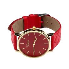 Часы Timezone #301 Geneva унисекс, повседневные Кварцевые аналоговые наручные часы с шашками из искусственной кожи 2024 - купить недорого