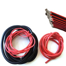 Ультра гибкий тестовый провод 1 метр Черный + 1 метр красные силиконовые провода 8 10 12 14 16 18 20 22AWG термостойкий мягкий силиконовый провод кабель 2024 - купить недорого