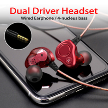 Wired Earphone For Phone Dual Driver HiFi Stereo In-Ear Headset 3.5mm Sport Running Earphones With Microphone Earbuds 2024 - buy cheap