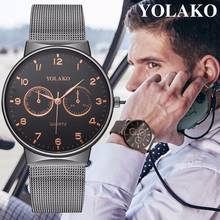 Hot Fashion Men Black Stainless Steel Watch Luxury Male Quartz Sport Wrist Watches YOLAKO Clock Relogio Masculino 2024 - buy cheap