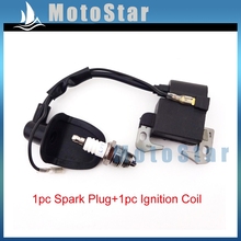 3 Electrode L7T Spark Plug + Ignition Coil For 47cc 49cc 2 Stroke Engine Chinese Pocket Bike Go Kart Kids Mini Dirt Quad ATV 2024 - buy cheap