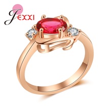 Anel de dedo em ouro rosado para mulheres, joia de qualidade superior com cristais 5a 2024 - compre barato