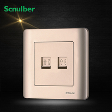 86mm luxury champagne double telephone RJ11 4p wall switch socket outlet 2024 - buy cheap