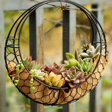 28cm Moon Shape Iron Wire Wreath Frame Metal Succulent Pot Hanging Basket Plant Flower Holder Wedding/ Home/Cafe/Party Decor 2024 - buy cheap