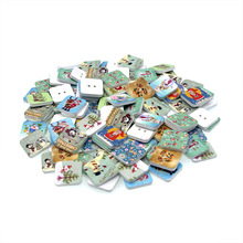 Botões de costura de madeira scrapbooking 50 peças, quadrado, pintura de natal, dois furos 15mm, botões decorativos wlook 2024 - compre barato