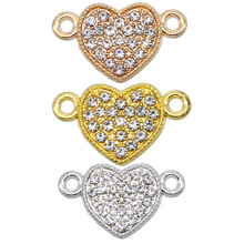 6 uds. De conectores de corazón hueco de cristal para hacer pulseras, accesorios de joyería de 19x12x2mm, Color dorado/plateado 2024 - compra barato