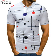 Hcxy marca 2021 polo masculino masculina camisa polo masculina impressão de manga curta alta qualidade respirável suor luz confortável 2024 - compre barato