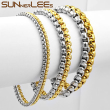 Sunnerleas-pulsera de acero inoxidable para hombre y mujer, cadena de eslabones de 2mm ~ 7mm, Color plateado, chapado en oro, SC17 B 2024 - compra barato