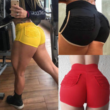 BKLD Women's Summer Shorts 2019 New Solid Color Ruched Pockets Stretchy High Waisted Shorts Women Sexy Push Up Short Pants Women 2024 - buy cheap