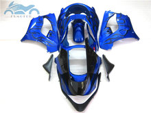 Kits de carenagem de alta qualidade para kawasaki ninja zx 9r, kit de carenagem de motocicleta 1998 1999 zx9r 98 99 abs, peças de corpo azul com chamas preta 2024 - compre barato