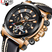 LIGE 2019New Mens Watches Top Brand Luxury Tourbillon Automatic Mechanical Watch Men Business Waterproof Watch Relogio Masculino 2024 - buy cheap