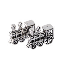 5pcs Tibetan Silver bead charms Steam train Pendant Fit for punk Necklace making 2*2.8cm 2024 - buy cheap