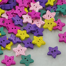 Novo 10/50/100 pçs dos desenhos animados novos pontos estrela botões de madeira apliques diy artesanato costura wb74 2024 - compre barato