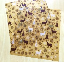 Free shipping zakka Christmas snowflake reindeer decoration candy paper dessert cake packing wax paper bakery oil paper supplies 2024 - buy cheap