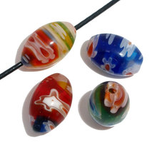 2019 New 50 Mixed Millefiori Glass Lampwork Oval Spacer Bead (Over $100 Free Express) 2024 - buy cheap