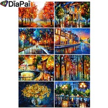 DIAPAI 5D DIY Pintura 100% Praça Cheia de Diamante/Broca Redonda "Casa paisagem" 3D Bordado Ponto Cruz Casa decoração 2024 - compre barato