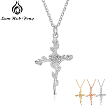 Rose & Cross Design 925 Sterling Silver Pendant Necklace Vintage Women Chain Necklaces Gothic Jewelry Accessories (Lam Hub Fong) 2024 - buy cheap