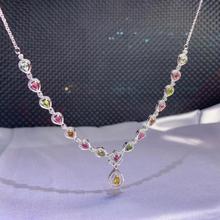 Colar com pingente de turmalina s925, colar feminino luxuoso com pedras preciosas naturais multicoloridas 2024 - compre barato