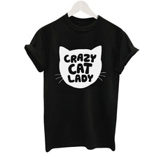 CRAZY CAT LADY Printed female T-shirt  new summer cotton tshirt Harajuku unicorn brand tops kawaii punk women sexy girl goth tee 2024 - buy cheap