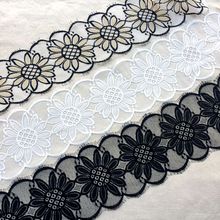 2.9-3m/pcs, 1pcs/lot 14/15.5cm wide Export Quality Black and White Eyelash Lace Trims Big Flower Wedding Accessories X378 2024 - buy cheap