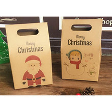 1pc Paper Gift Bags Retro Pattern Santa Claus Packing Gift Bags Merry Christmas Party Candies Cookie Packaging Bags 2024 - buy cheap