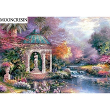 Mooncresin 5d diy kit pintura diamante cenário pavilhão completo diamante bordado ponto cruz mosaico de cristal imagem decoração da sua casa 2024 - compre barato