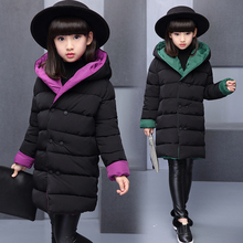 2021 inverno meninas reversível wadded jaqueta crianças espessamento algodão-acolchoado casaco feminino crianças médio-longo com capuz outerwear x328 2024 - compre barato