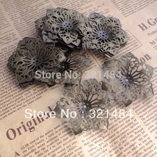 Envolturas de flores redondas de filigrana, accesorios de joyería, conectores, 55mm, tono Bronce Antiguo, envío gratis, 100 unid/lote 2024 - compra barato