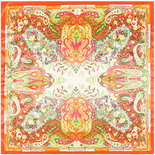 90x90cm Bohemian cashew nuts pattern Imitation Silk Scarf Women Scarves fashion NeckerChief Bandana Square Muslim Headscarf Hot 2024 - buy cheap