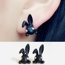 IVYYE 3D black rabbit Fashion Anime Cartoon Earring Cute Animal Stud Earrings For Women Girls Kids Jewelry XMAS New Gifts 2024 - buy cheap