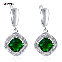 AAA Zirconia Earrings for Party High Quality Silver Stamped Green Zircon Fashion Jewelry Dangle Earrings for Women JE1015A 2024 - buy cheap