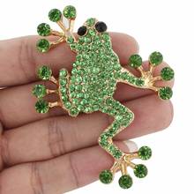 Bella Fashion Gold Tone Vivid Green Frog Animal Brooch Pin Austrian Crystal Charm Brooch For Women Party Jewelry 2024 - buy cheap