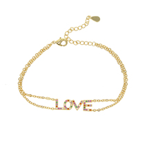 Pulsera con letras de arcoíris para regalo de novia, diseño de fábrica de alta calidad, regalo de San Valentín, pulsera de cz de color dorado 2024 - compra barato