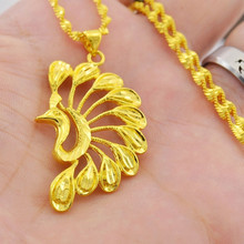 Peacock Pendant Necklace Yellow Gold Filled Beautiful Women's Neck Chain Jewelry Gift 2024 - buy cheap