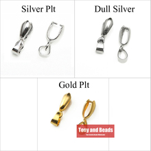 (¡20 piezas = 1 lote!) Collar Finding Pinch Bail colgante conector con broche 7x18mm oro plata opaca plateado N ° EW42 2024 - compra barato