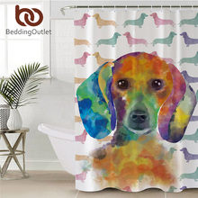 BeddingOutlet-cortina de ducha para adultos, perro de acuarela de dibujos animados, impermeable, Cortina de baño con ganchos, rideau 2024 - compra barato